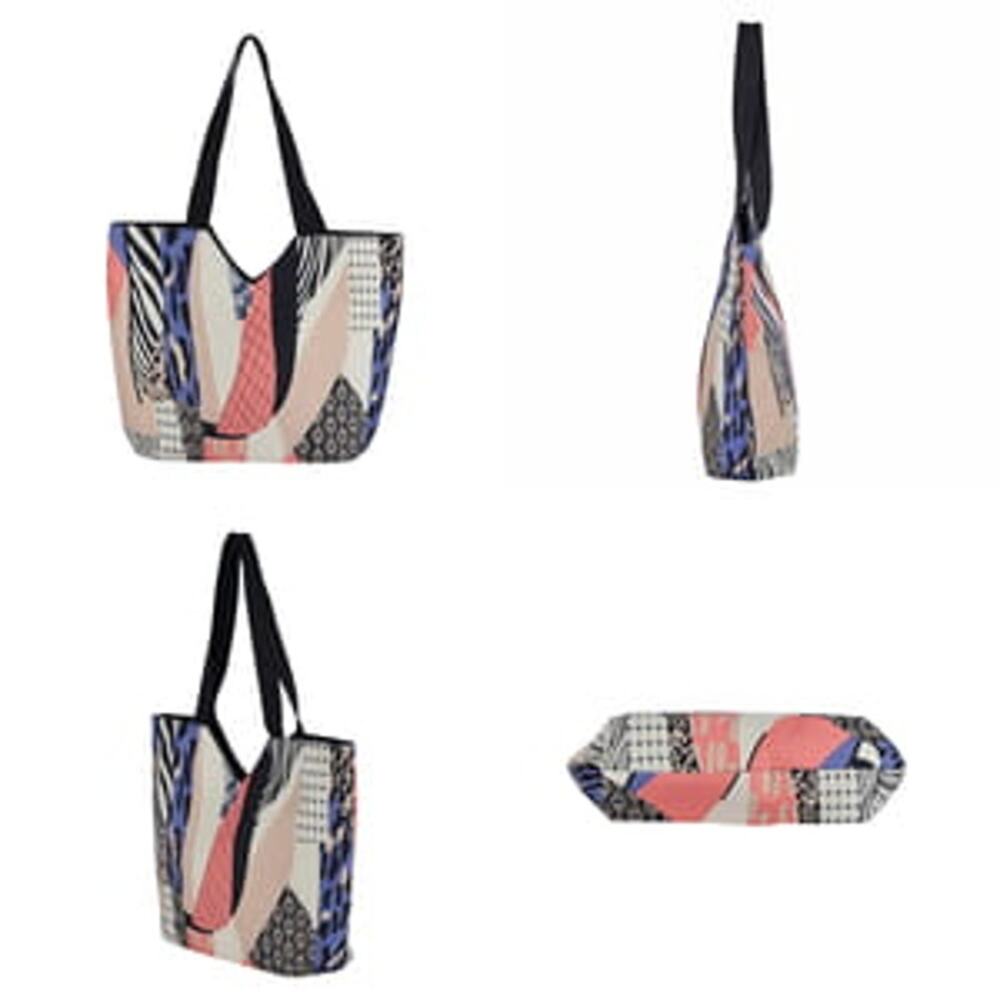 Nwot Multi Color Patchwork Printed Pattern Tote B… - image 4
